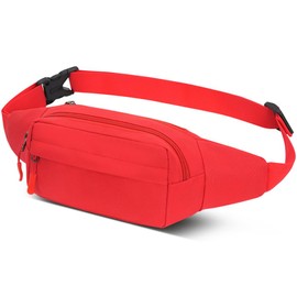 Bumbags Waist Fanny Packs for Men Women Fashion Bum Bag with Adjustable Belt for Sport Running Hiking Travel Cycling Walking Dog Boys Ladies (Red)