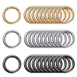 30Pcs Metal Spring O Rings Round Carabiner Keyring, BetterJonny 28mm Spring Keyrings Buckle Snap Clip Trigger for Keychain Bags Purse Craft DIY Accessories(3 Colors)