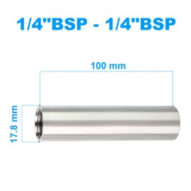 ERGAOBOY 2 Pieces 100 mm 1/4 Inch Internal Thread x 1/4 Inch Female Thread BSP Nipple Cast Pipe 304 Stainless Steel Pipe Fittings