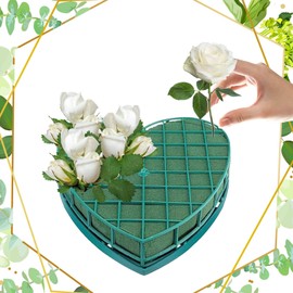 2 Pack Large Floral Foam Blocks Heart Shaped Floral Bricks with Suction Cup Tray, 11.8 x 12.6 inches Green Florist Sponge Flower Mud for Wedding Party Valentine’s Day Decor Floral Arranging Supplies