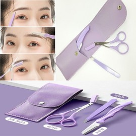 Sarawang Eyebrow Trimmer & Shaper Set (3-Piece) for Men & Women, Portable for Travel and Gifts Purple 2ea