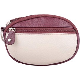 Womens Soft Leather Coin/Money Holder/Purse/Pouch - Burgundy/White