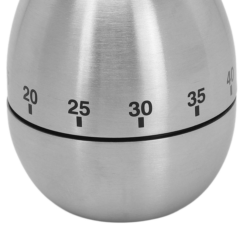 Mechanical Timer Egg Shaped Clear Scale Stainless Steel Timing Reminder