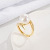 SWJEWEL 925 Sterling Silver Pearl Ring Gold Plated Hollow Design
