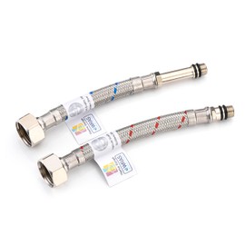 Home Range 2X M10 x 1/2, |9 Lengths|150mm Flexible Tap Connectors, Braided Stainless Steel Flexi for Kitchen & Basin Monobloc Mixer Taps, WRAS Approved, Rust & Corrosion Resistant, 1/2" BSP UK Fitting
