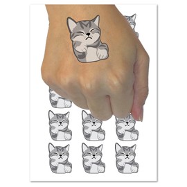 Sleeping Pocket Kitten Cat Temporary Tattoo Water Resistant Fake Body Art Set Collection - 54 1" Tattoos (1 Sheet)
