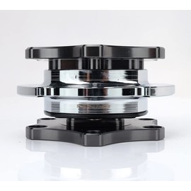 NRG Innovations NRG-SRK-R200GM-CH SFI 42.1 Spec D shaped Steering Wheel Quick Release Short Hub Adapter, 6x70mm Bolt Pattern Gun Metal Body/Chrome Shinny Ring