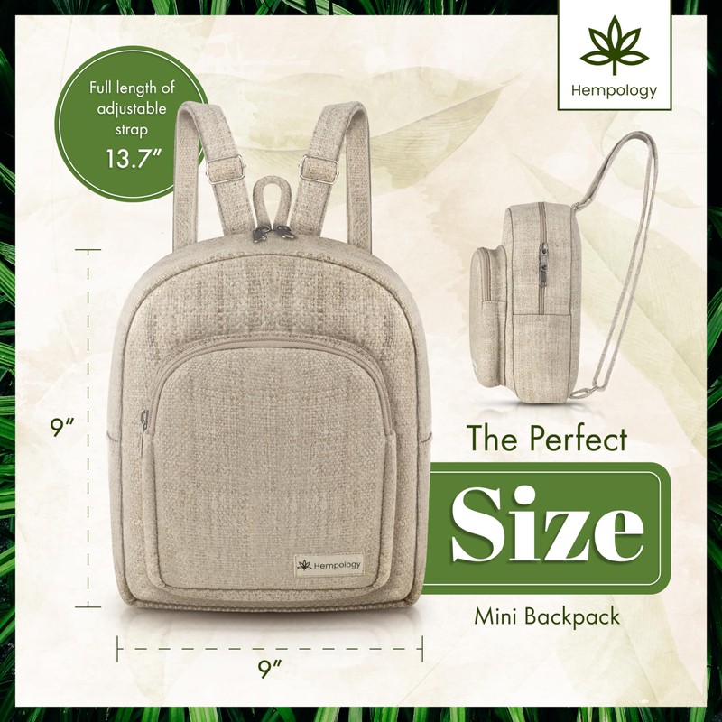 HEMPOLOGY HEMP Mini Backpack – Small Backpack, Mini Travel Backpack,