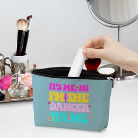 jeilink 4 Pack I'm the Dancer, Dancer Gifts, Dance Teacher Gifts Dancing Ballet Girl Gift Makeup Bag Funny Cosmetic Bags for Women Girls Female Daughter Sister Friend Birthday Appreciation Christmas