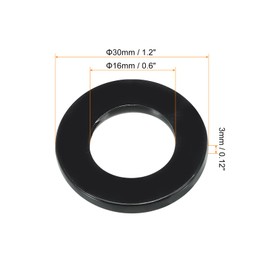 PATIKIL M16 Nylon Flat Washer 150 Pack 16 mm ID 30 mm AD 3 mm Thick Sealing Spacer Sealing Ring for Tap Pipes Water Hose Fastener Bolts Black