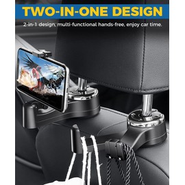 Flaconi Car Organiser, Car Hook Headrest, 2-in-1 Headrest Holder, Headrest Hook, Car Seat Double Hook Back Hook, Hook Headrest Car, Hook Car Headrest (Silver)