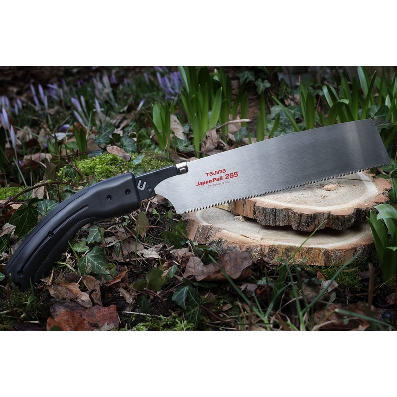 Tajima PUL-265 Japan Pull Saw with Curved-Grip, Silver/Black