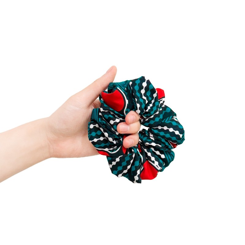 Burnaby Cyan Red Art Scrunchie / 버나비 시안 레드 아트