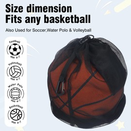 Classicseali Black Ball Net 1 Ball, Basketball Bag, Ball Bag, Basketball Backpack with Ball Net for Children, Adults, Basketball, Football, Handball, Volleyball, Rugby Balls