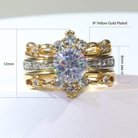 ringheart Couple Rings Matching Ring 1.5ct CZ Women Wedding Ring Sets for Him and Her His Her Rings, Metal crystal rhinestone stone, Cubic Zirconia