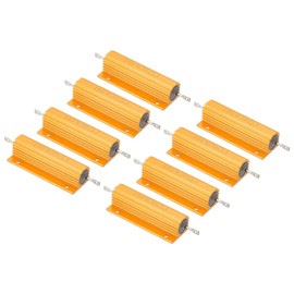 PATIKIL 100W 30 Ohm Aluminum Shell Resistor, 8 Pack Aluminum Housing Resistor Housed Case Wirewound Resistors Screw Tap Power Resistor 5% Tolerance, Golden