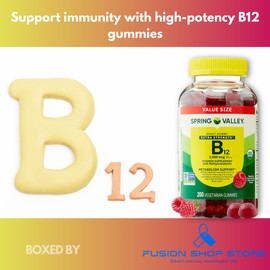 Spring Valley Vitamin B12 Gummies- Extra Strength 3,000 mcg, Vegetarian 200 Count, Boxed by Fusion Shop Store