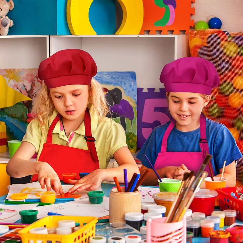 yarachel Kids Apron and Chef Hat Set - 8 Pieces