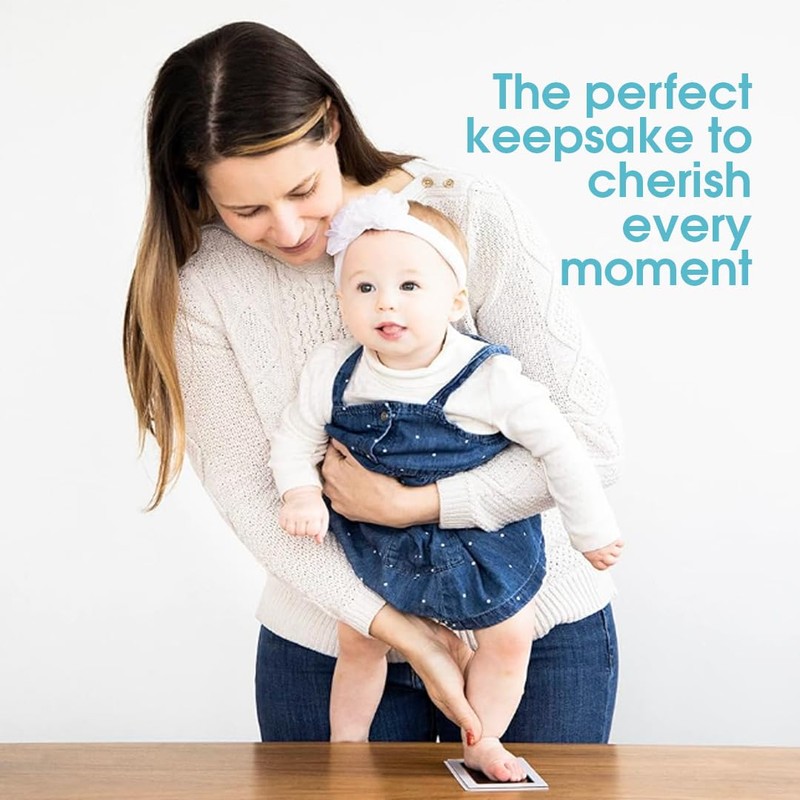 Pearhead Chevron Baby Book with Clean-Touch Ink Pad, Blue