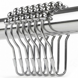Ansxiy Shower Curtain Hooks Rings, Rustproof Metal Shower Curtain Rings for Bathroom Shower Rods Curtains - Set of 12, Nickel