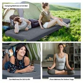 HOMBYS Memory Foam Camping Mattress Pad,Portable Sleeping Pad for Adult,Waterproof Cot Mattress,Roll Up Floor Mattress,Foldable Backpacking Travel Bed for Hiking,Guest Bed