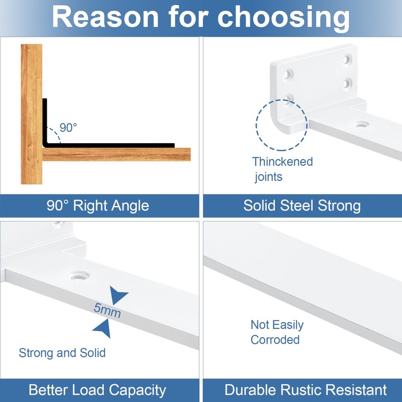 Heavy Duty Shelf Brackets, Floating Shelf Bracket 8 inch 6