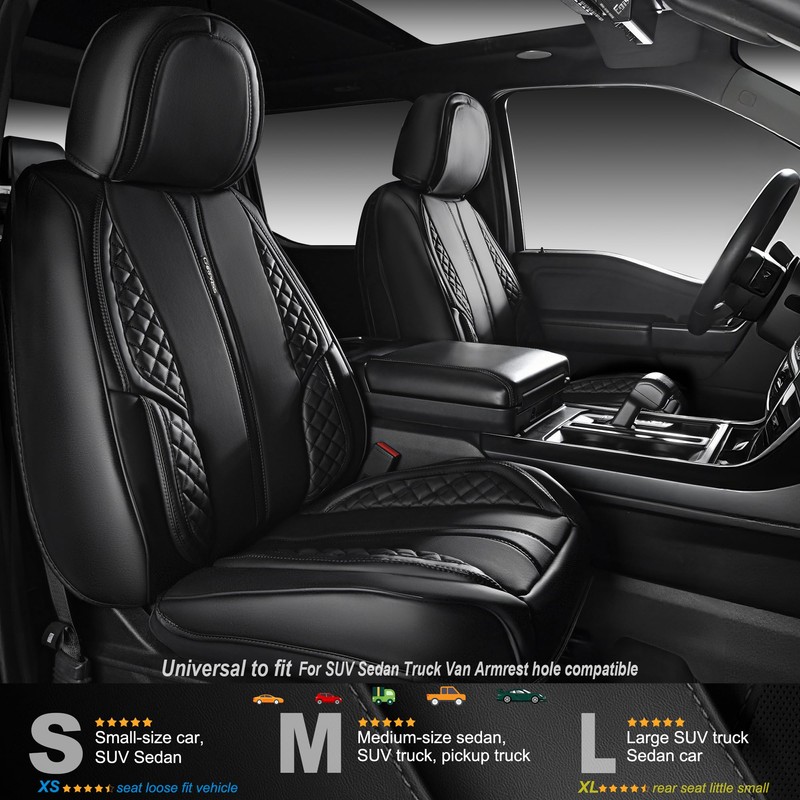 CAR PASS Nappa Leather Car Seat Covers Front Seats Only,