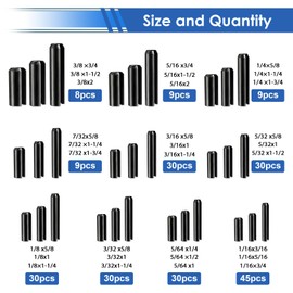 Seept 230Pcs Roll Pin Set SAE 1/16 5/64 3/32 1/8 5/32 3/16 7/32 1/4 5/16 3/8 Inch Roll Pins Assortment Kit for for Home Improvement Automotive Repair