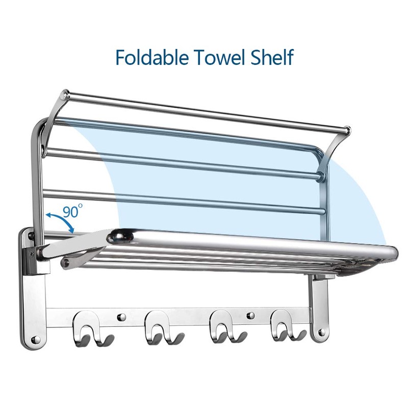 HOONEX Foldable Towel Rack for Bathroom Wall Mounted, 24 Inch