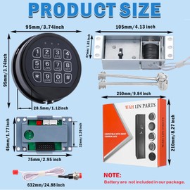 Gun Safe Replacement Lock with 2 Emergency Keys Black Safe Keypad Electronic Lock for Home, Commercial and Industrial