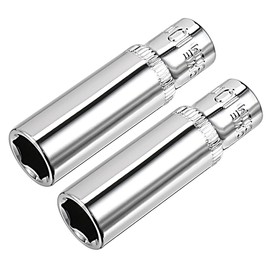 TOP-VIGOR 2Pcs 1/4 Inch Drive 10mm 6-Point Deep Socket, Metric, Cr-V Drive Socket for Auto Repairing and Household