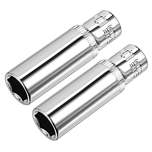 TOP-VIGOR 2Pcs 1/4 Inch Drive 10mm 6-Point Deep Socket, Metric,