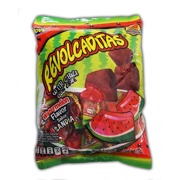 Jovy Revolcaditas with Chili Watermelon Flavor | 6oz Bag | Mexican Candy - PACK OF 4