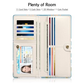 Nipichsha Womens Wallet, RFID Slim Wallets for Women, Thin Ladies Credit Card Holder Purse, Cute Leather Bifold Clutch Billfold with 11 Card Slots & ID Window, Flowers Dog