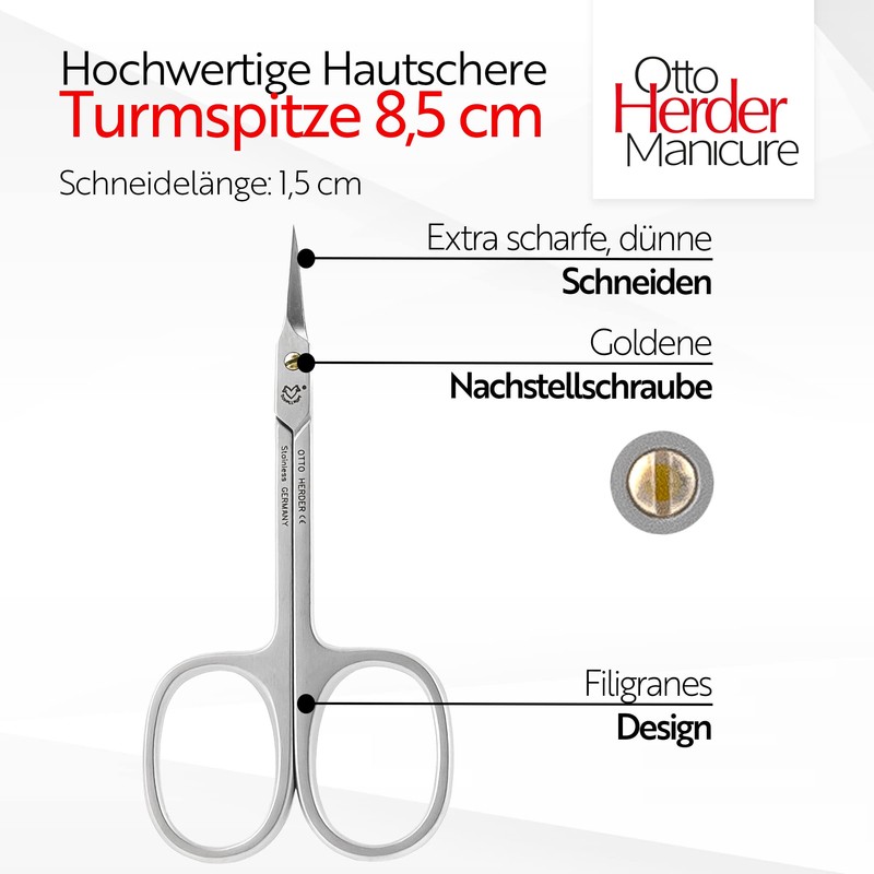 OTTO HERDER® Cuticle Scissors - Extra Sharp Cuticle Scissors for