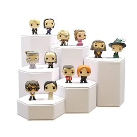 6 Piece Deluxe Hexagon Shaped White Leatherette Display Risers Set