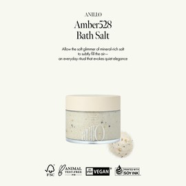 ANILLO Amber528 Bath Salt – Aromatherapy Soak with Amber Scent, Green Tea & Botanical Oils – Deep Moisturizing & Relaxing Korean Spa Salt – 7.05 oz