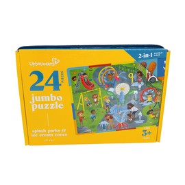 Upbounders- Splash Park Double Sided - Beginner Kids Puzzle - 24 Large Pieces - Beautifully Illustrated Multicultural Floor Puzzle for Toddlers, Ages 3-5