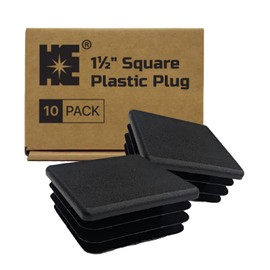 Cosmostar Square Plastic Plugs - Durable Black End Caps for Metal Tubing, Fences, Chair & Furniture Legs | Easy Glide Protection & Secure Fit (10, 1-1/2")