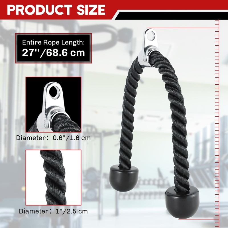 weyleity Tricep Rope Push Pull Down Rope Cord Heavy Duty