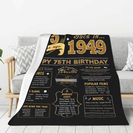 75th Birthday Gifts for Women - 75 Birthday Gifts for Men - Gifts for 75 Year Old Woman or Man - 75 Year Old Birthday Gifts for Women - 75th Birthday Gifts Throw Blanket 60x50 Inch