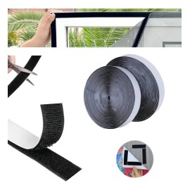 Cinta de gancho y felpa autoadhesiva negra 9 m tipo velcro para costura organización del hogar bricolaje fijación de cortinas ventanas manualidades doble cara fuerte Abigale Negro