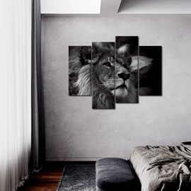 Black and White Lion Head Portrait Wall Art Painting Pictures Print On Canvas Animal The Picture for Home Modern Decoration