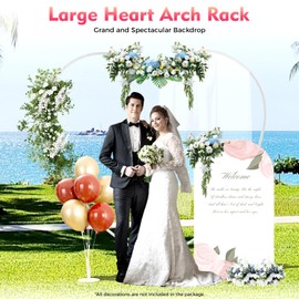 Loving Heart Arch, Metal Wedding Arch, 6.89ft (2.1m) Heart-Shaped Golden/White Arch Climbing Frames for Wedding Birthday Photo Background Decorations (Gold)