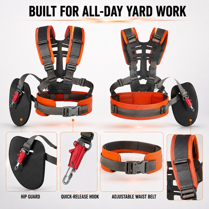 Adjustable Double Shoulder Strap Lawn Mower Harness – Trimmer Shoulder