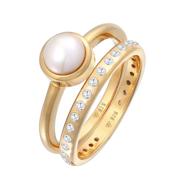 0610381521 Women's Ring Set of 2 Gold-Plated 925 Sterling Silver
