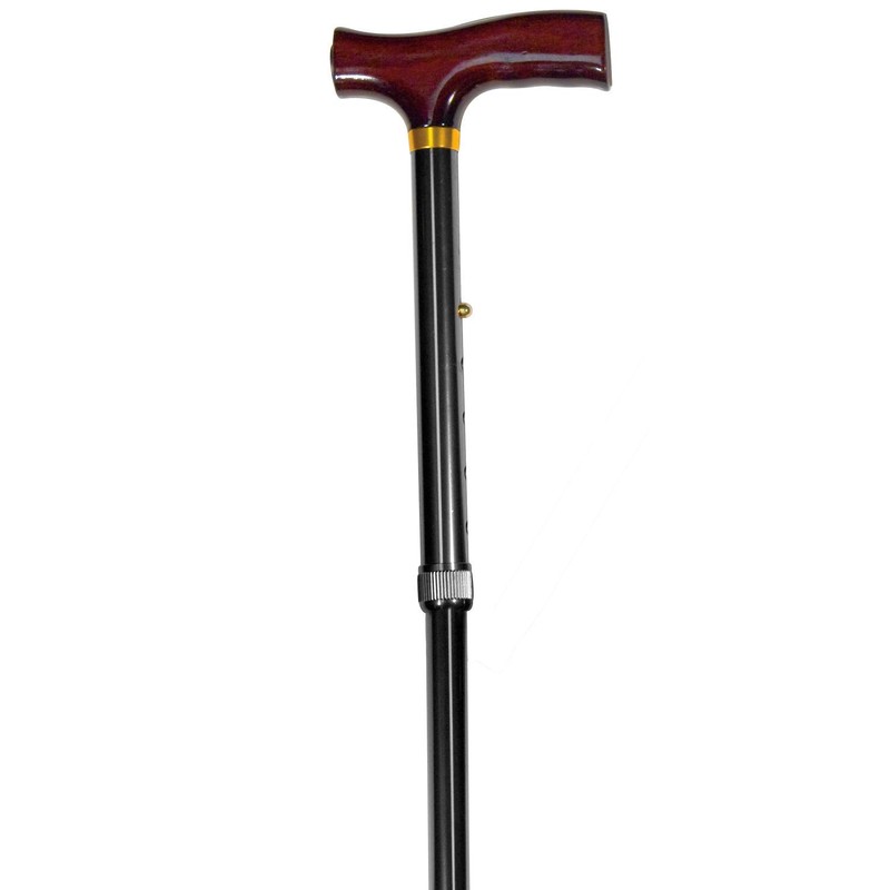 Carex Folding Adjustable Handle Cane with Walnut Handle - Foldable
