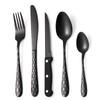 30 Pcs Black Hammered Silverware Set Service for 6,with Steak