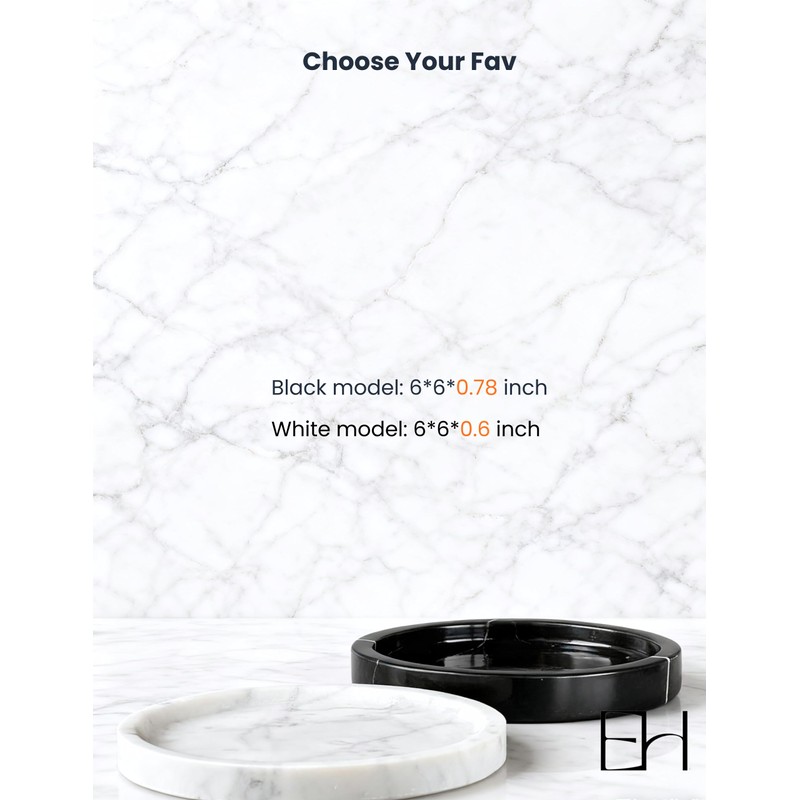 EXCHUES Marble Tray - 6" Jewelry Dish & Vanity Decor,