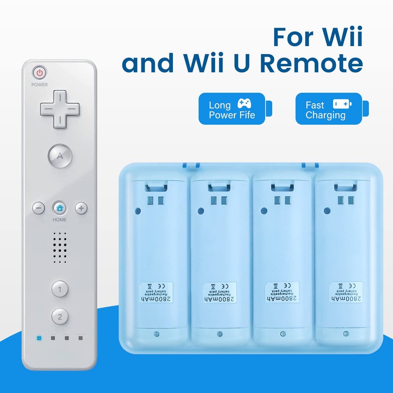 Upgraded Wii Remote Battery Charger Station, Covanm 4 Port Wii